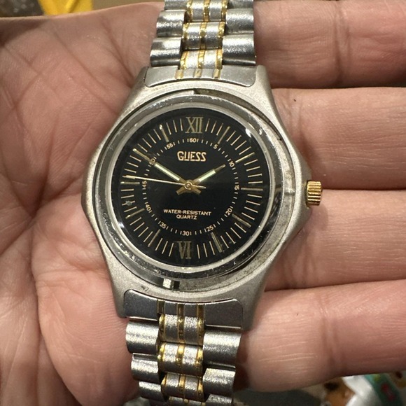 Guess Accessories - Working Vintage‎ 1980s Guess unisex Watch Two Tone Steel Quartz 42mm Fit 7.5in